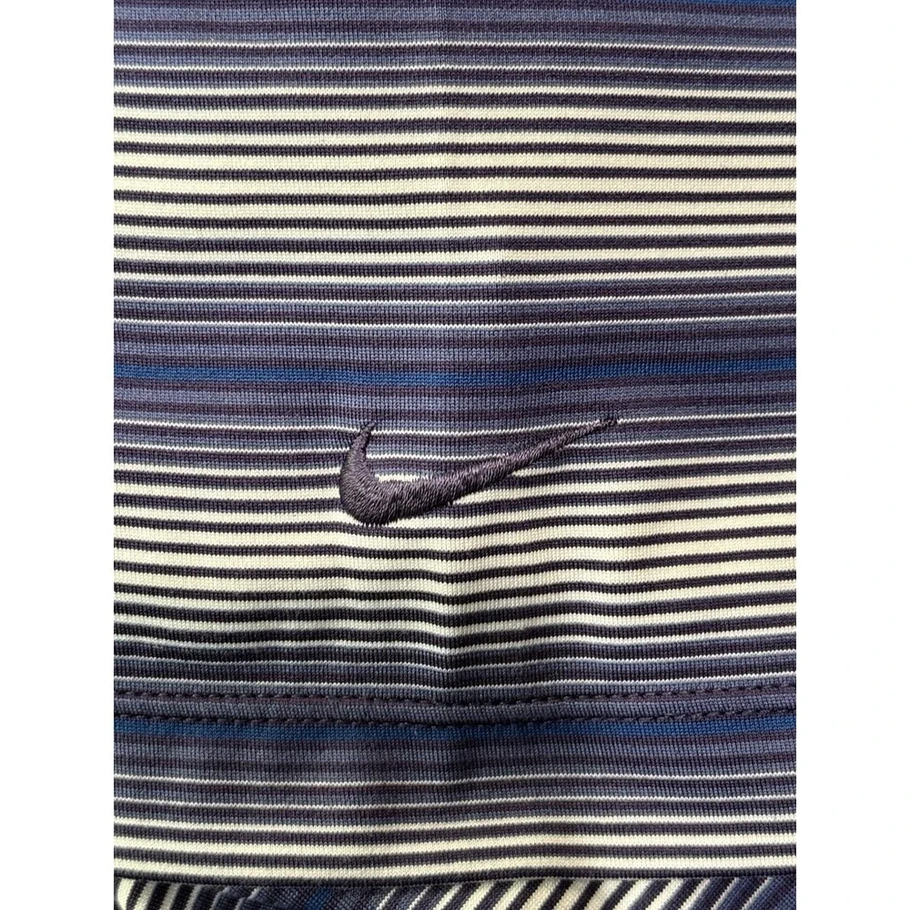 NIKE Dri-Fit UV Protection Men's M Short Sleeve Golf‎ Polo Purple White Stripes